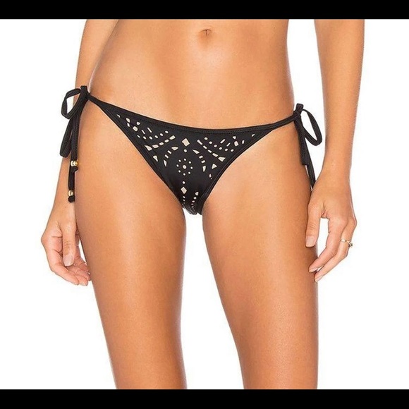 NWOT PILYQ Midnight Gold Laser‎ Tie Bikini Bottom - Picture 1 of 6